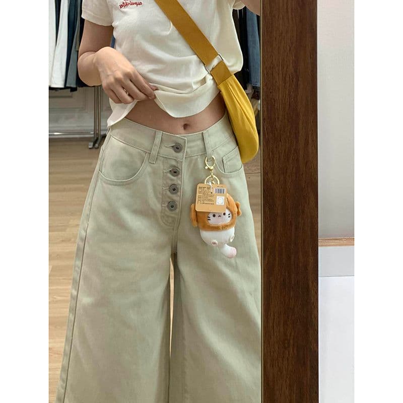 높음 거리 중성 출퇴근 데님 7부 바지 여성 봄 여름 새로운 작은 대중 디자인 센스 패션 스트레이트 데님 7부 바지