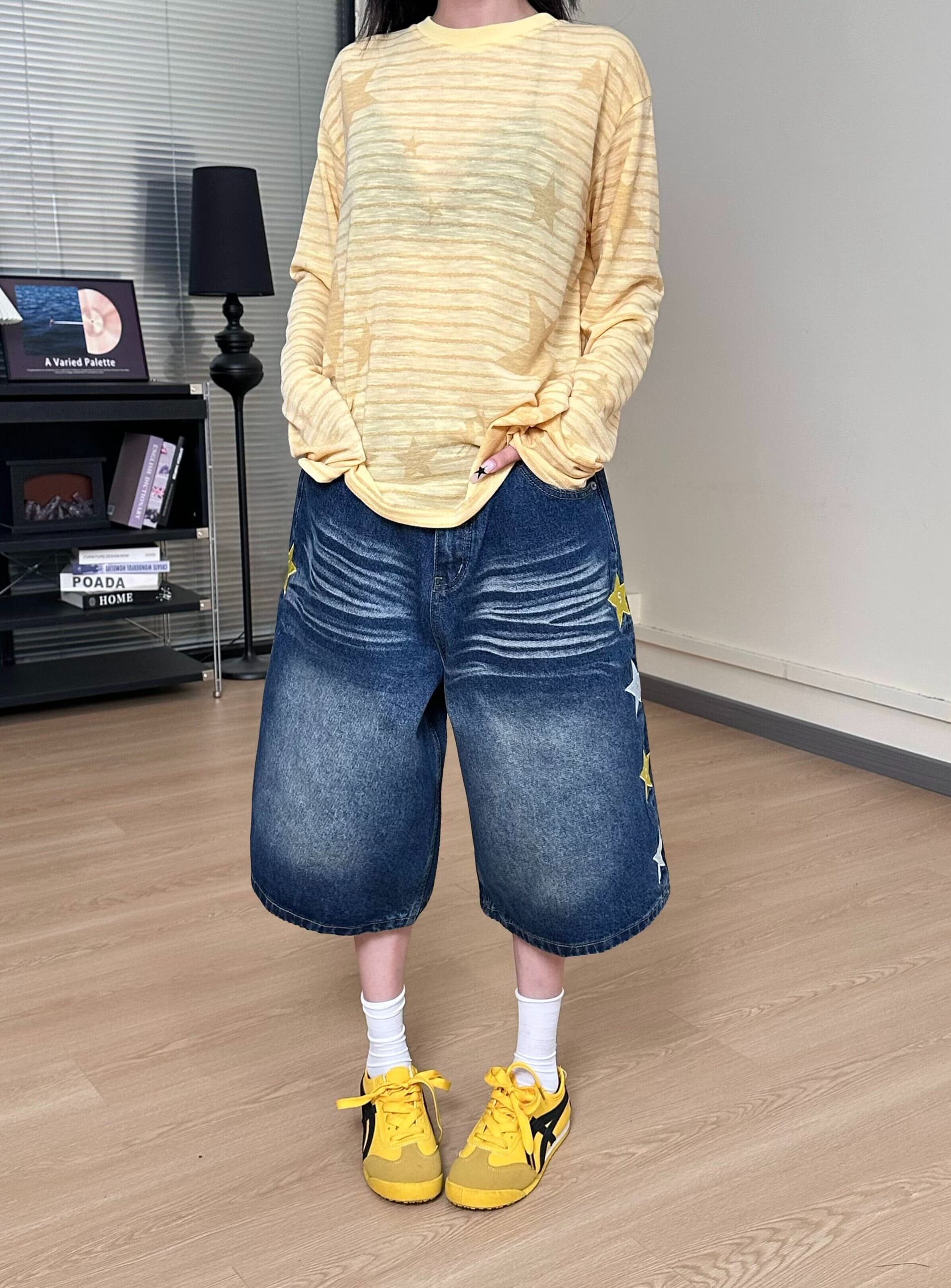 느긋한 바람 중성 개성 스트레이트 데님 바지 여성 봄 여름 새로운 워싱 다용도 루즈핏 넓은 다리 청바지 상세 이미지 6