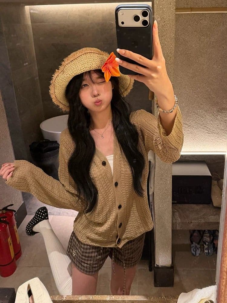 3 차원 허리 머리 자수 체크무늬 패치워크 색상 스트레이트 펌프 로프 3 점 반바지 여성 핫걸 캐주얼 슬림해 보이는 다용도 반바지 상세 이미지 4