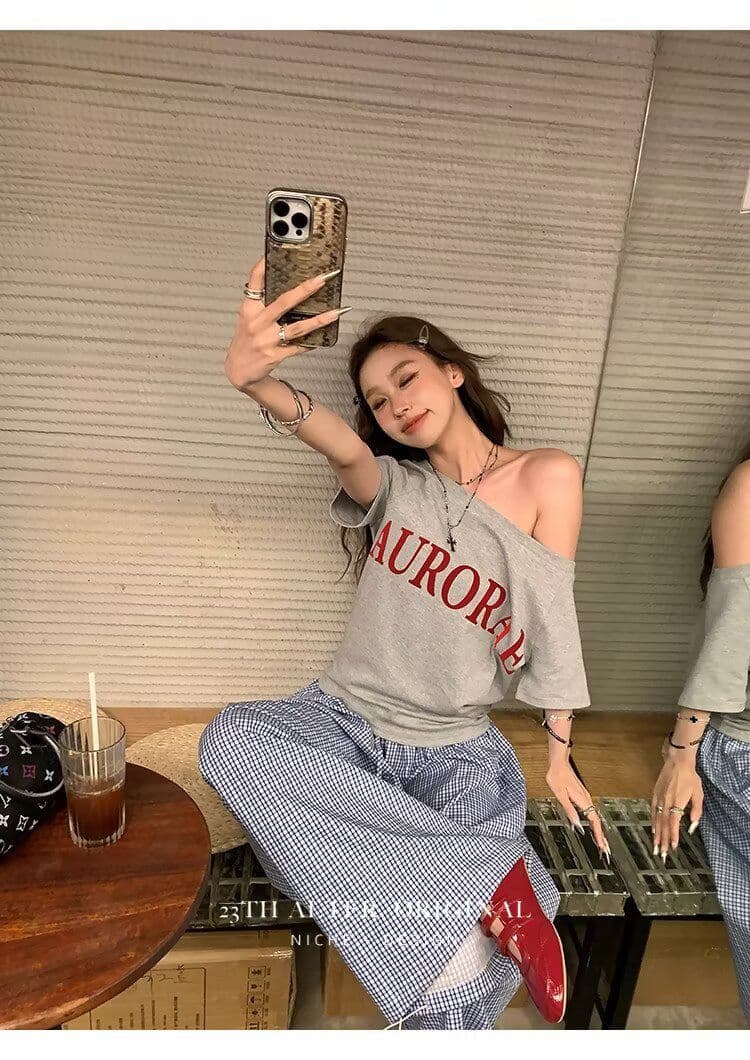 높은 품질 아메리칸 레트로 모통이 칼 A형 넓은 다리 작은 격자 캐주얼 바지 여성 디자인 센스 루즈핏 블루 체크무늬 ins 긴 바지 상세 이미지 16