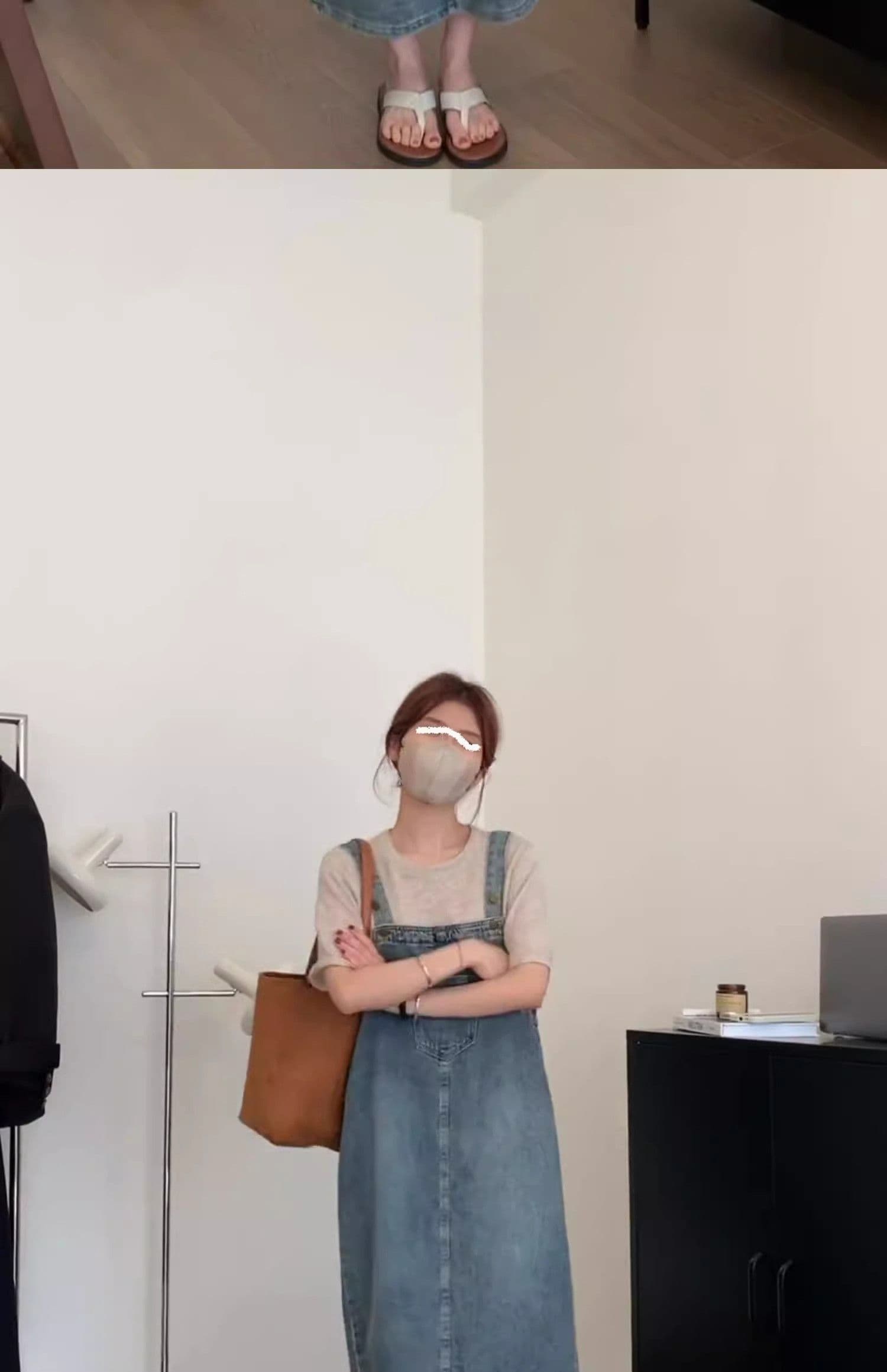 2026 새로운 한국 스타일 다용도 루즈핏 봄 여름 가을 연령 감소 소금 부서 레트로 트임 데님 멜빵 스커트 여자 중간 롱 코트 상세 이미지 9
