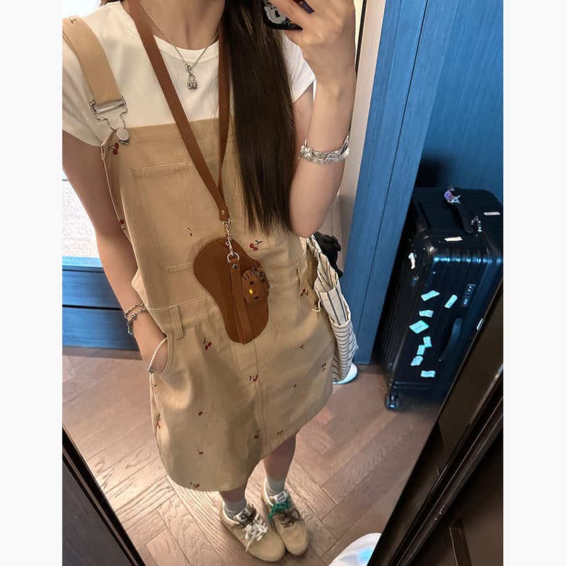 다용도 ins 트렌디 출퇴근 캐주얼 데님 멜빵 스커트 여성 봄 여름 새로운 루즈핏 달콤한 차가운 다용도 멜빵 데님 스커트 이미지 3