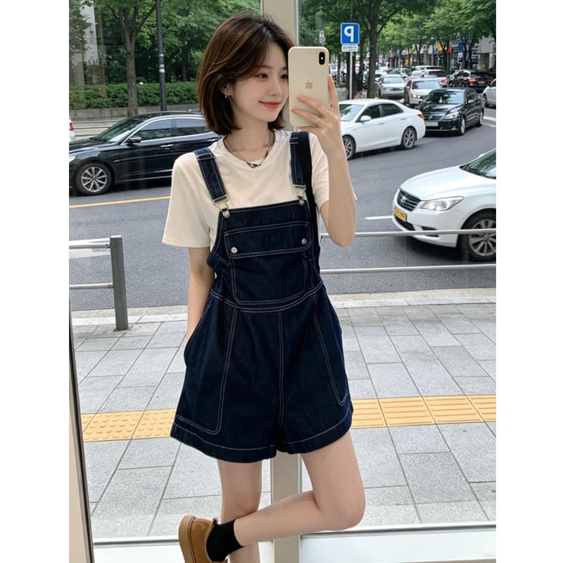 다용도 ins 트렌디 출퇴근 캐주얼 데님 멜빵 스커트 여성 봄 여름 새로운 루즈핏 달콤한 차가운 다용도 멜빵 데님 스커트