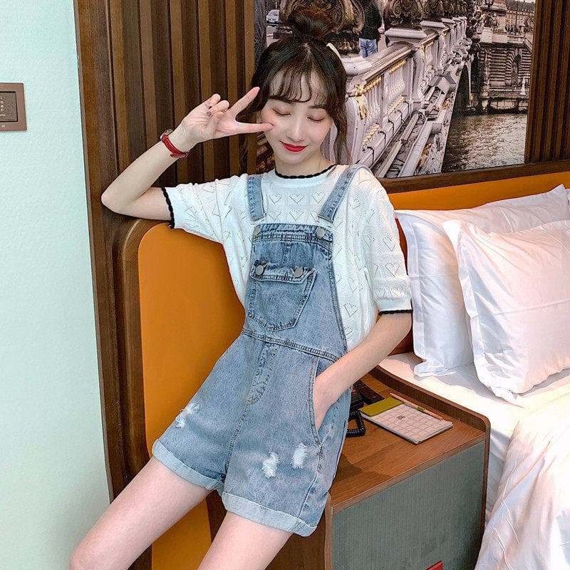트렌드 학원 스타일 데님 멜빵 바지 여성 봄 여름 새로운 루즈핏 개성 품격 ins 트렌디 스트레이트 청바지 상세 이미지 9