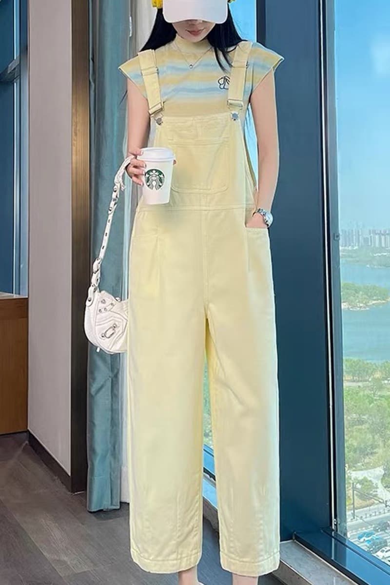 한국 스타일 다용도 멜빵 청바지 여성 봄 여름 새로운 루즈핏 패션 개성 스트레이트 캐주얼 데님 올인원 바지 이미지 6