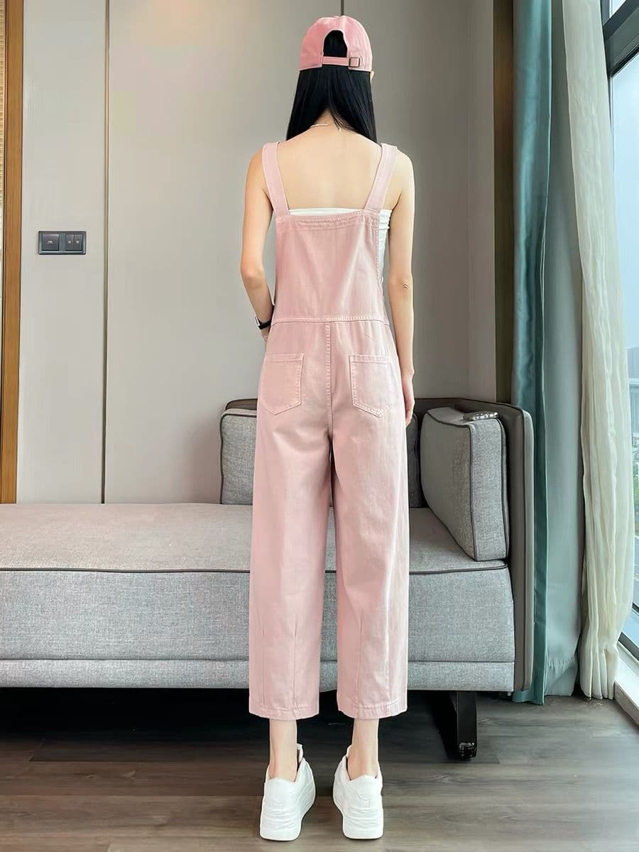 한국 스타일 다용도 멜빵 청바지 여성 봄 여름 새로운 루즈핏 패션 개성 스트레이트 캐주얼 데님 올인원 바지 상세 이미지 3