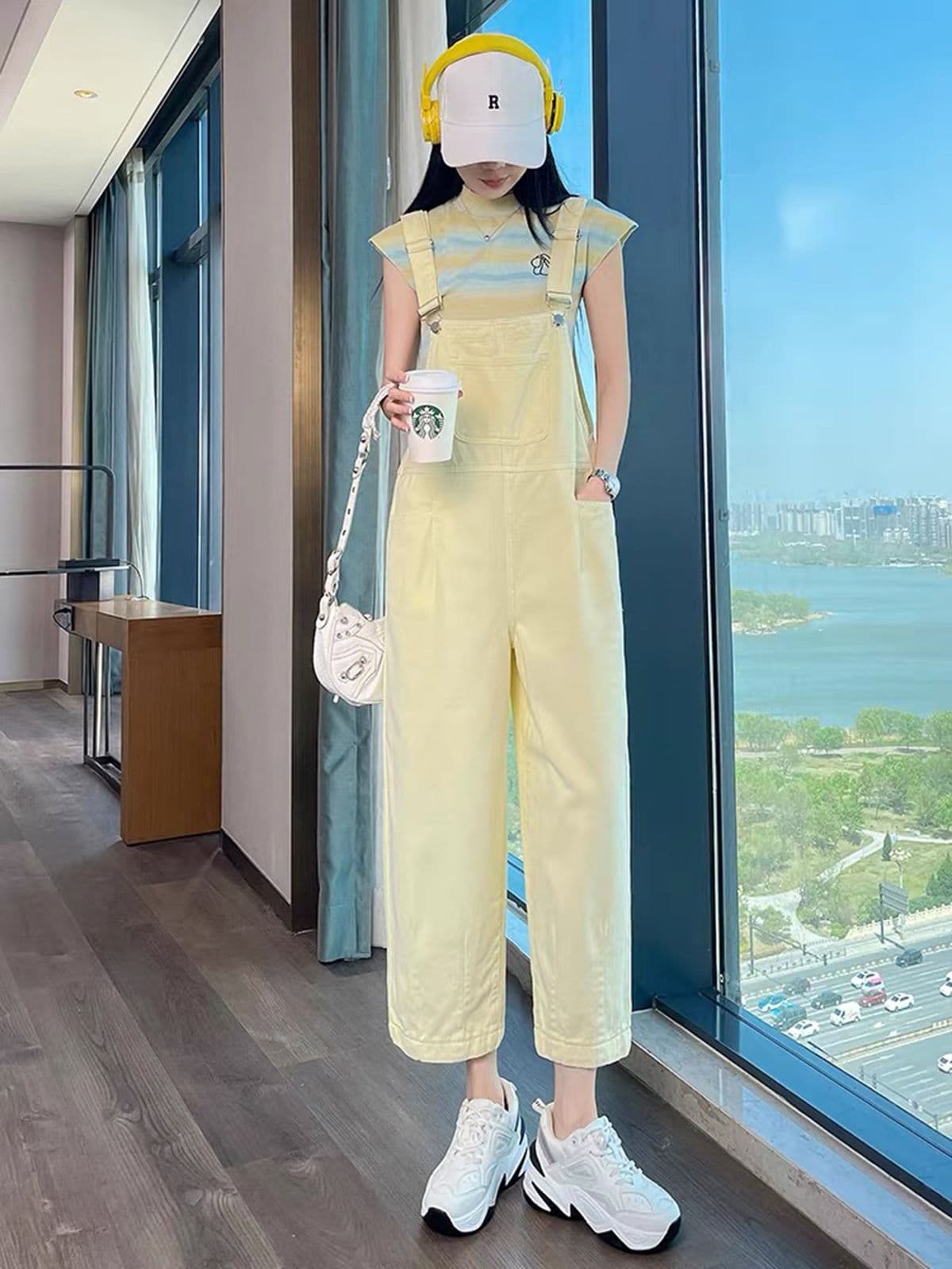 한국 스타일 다용도 멜빵 청바지 여성 봄 여름 새로운 루즈핏 패션 개성 스트레이트 캐주얼 데님 올인원 바지 상세 이미지 6