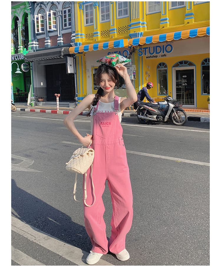 트렌드 다용도 멜빵 청바지 여성 봄 가을 새로운 루즈핏 패션 개성 스트레이트 캐주얼 데님 올인원 바지 상세 이미지 13