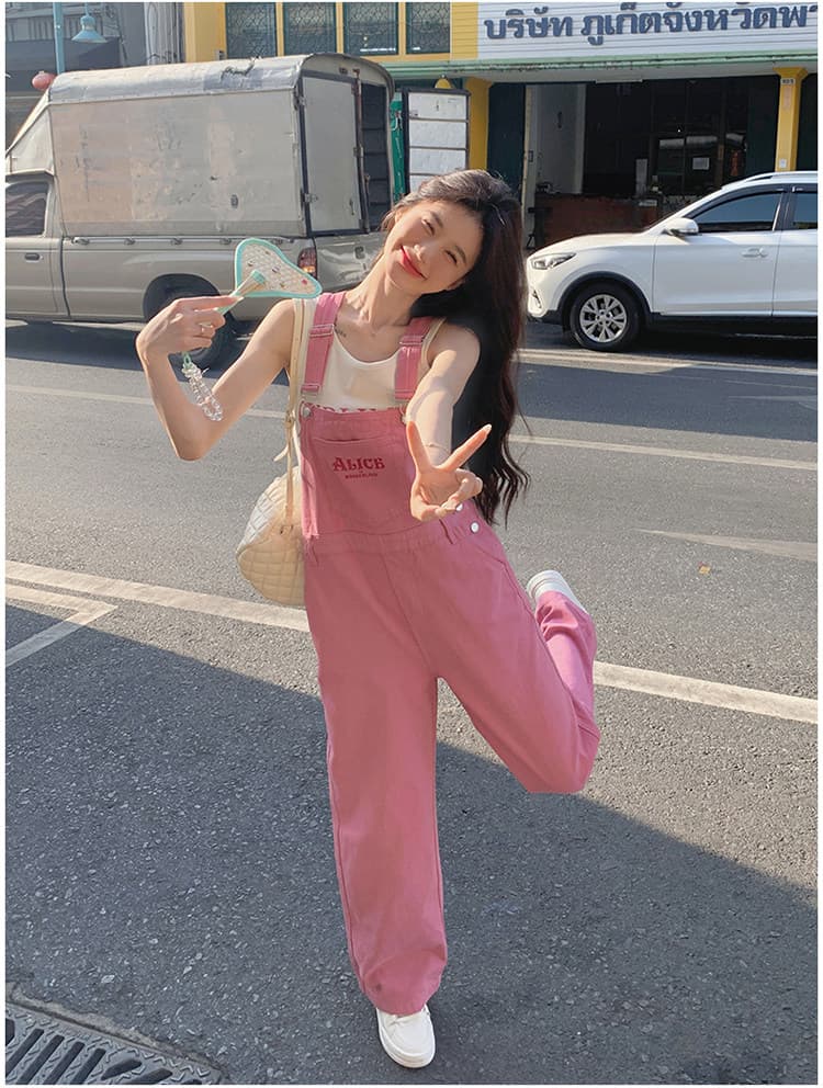 트렌드 다용도 멜빵 청바지 여성 봄 가을 새로운 루즈핏 패션 개성 스트레이트 캐주얼 데님 올인원 바지 상세 이미지 20