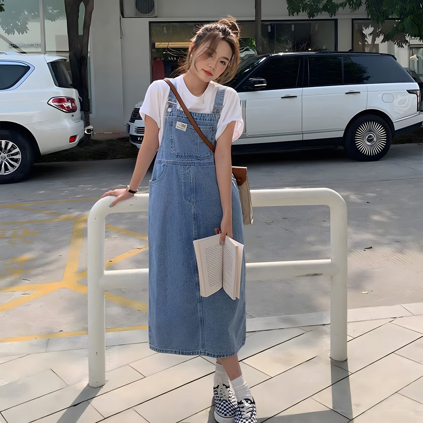 한 부서 데님 스커트 봄 여름 새로운 루즈핏 트렌드 다용도 연령 감소 슬림해 보이는 출퇴근 데님 멜빵 롱 스커트 트렌디 상세 이미지 2