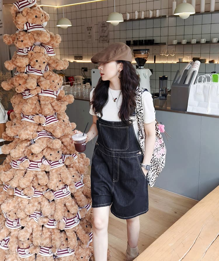 데님 멜빵 반바지 여성 봄 여름 새로운 루즈핏 디스플레이 슬림 거리 개성 다용도 스트레이트 올인원 청바지 상세 이미지 4
