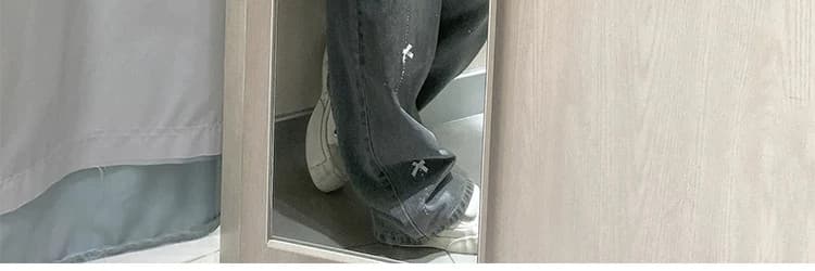 데님 멜빵 바지 여성 루즈핏 나비 매듭 핫픽스 봄 가을 새로운 연령 감소 귀여운 출퇴근 스트레이트 청바지 트렌디 상세 이미지 14