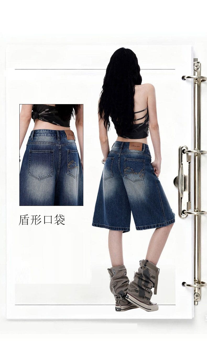 학원 스타일 찢어진 부분 스트레이트 데님 오부 바지 여성 봄 가을 새로운 루즈핏 패션 트렌드 데님 오부 바지 트렌디 상세 이미지 4
