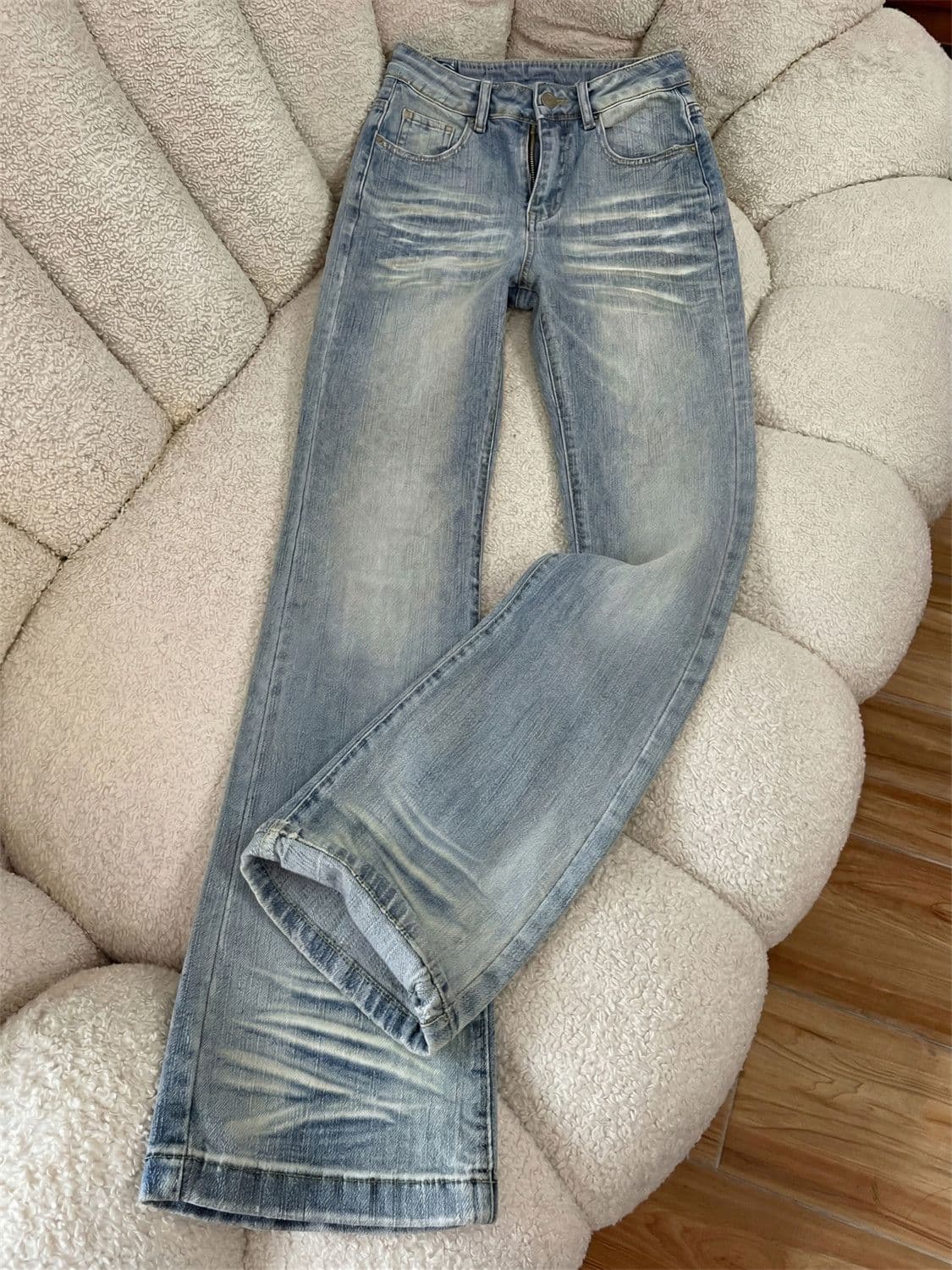 웃음 하 디자인 센스 마이크로 나팔 청바지 여성 봄 가을 새로운 슬림해 보이는 디스플레이 높음 패션 핫걸 나팔 청바지 상세 이미지 4