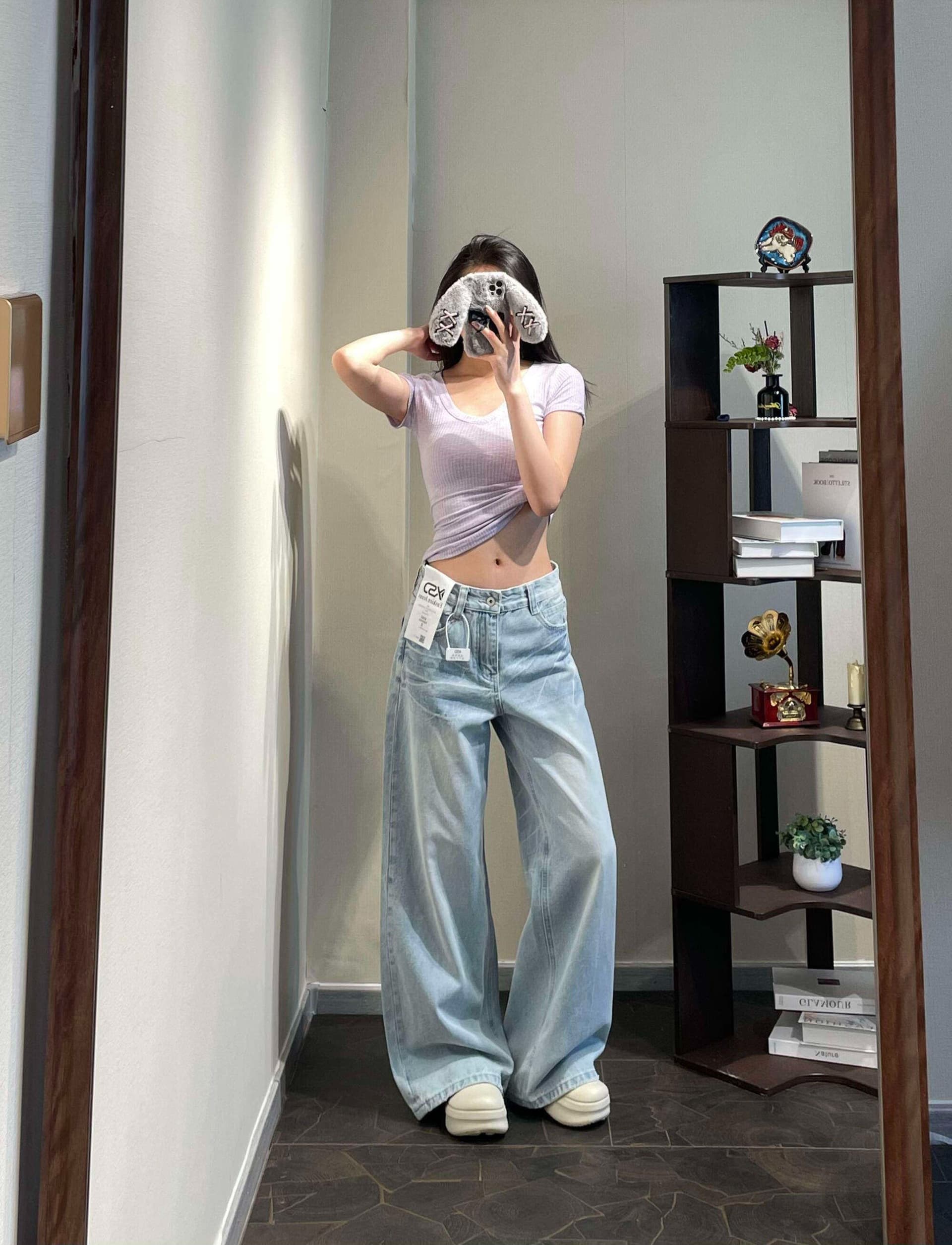 하라주쿠 스타일 느긋한 바람 스트레이트 청바지 여성 봄 가을 새로운 하이웨이스트 루즈핏 도루 센스 패션 스트레이트 청바지 상세 이미지 5