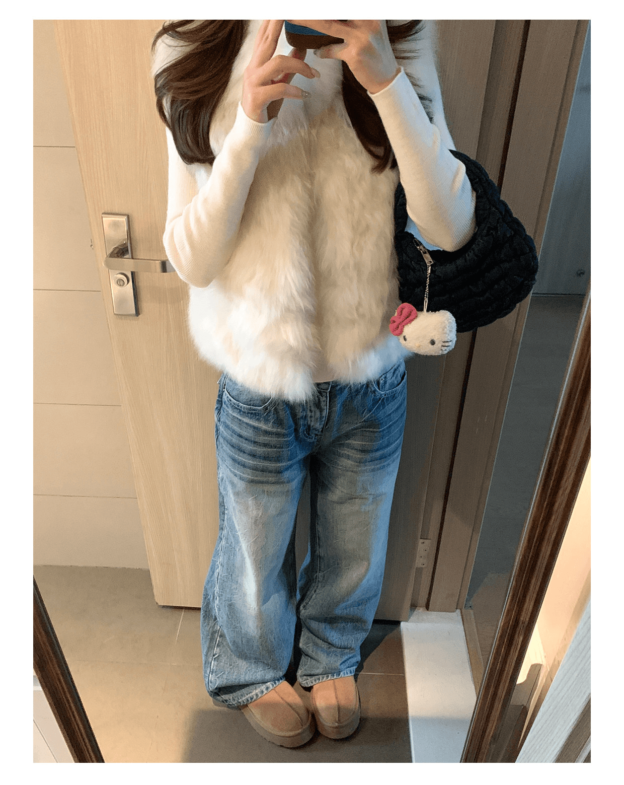 느긋한 바람 개성 중성 상표 패치 스트레이트 청바지 여성 루즈핏 슬림해 보이는 스트레이트 바닥 청소 청바지 트렌디 상세 이미지 10