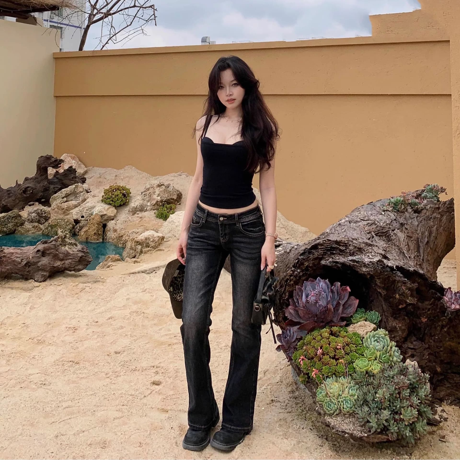 아메리칸 핫걸 로우 웨이스트 부츠컷 청바지 여성 새로운 다용도 좁은 에디션 몸매 가꾸기 슬림해 보이는 신축성 나팔 바지 이미지 2