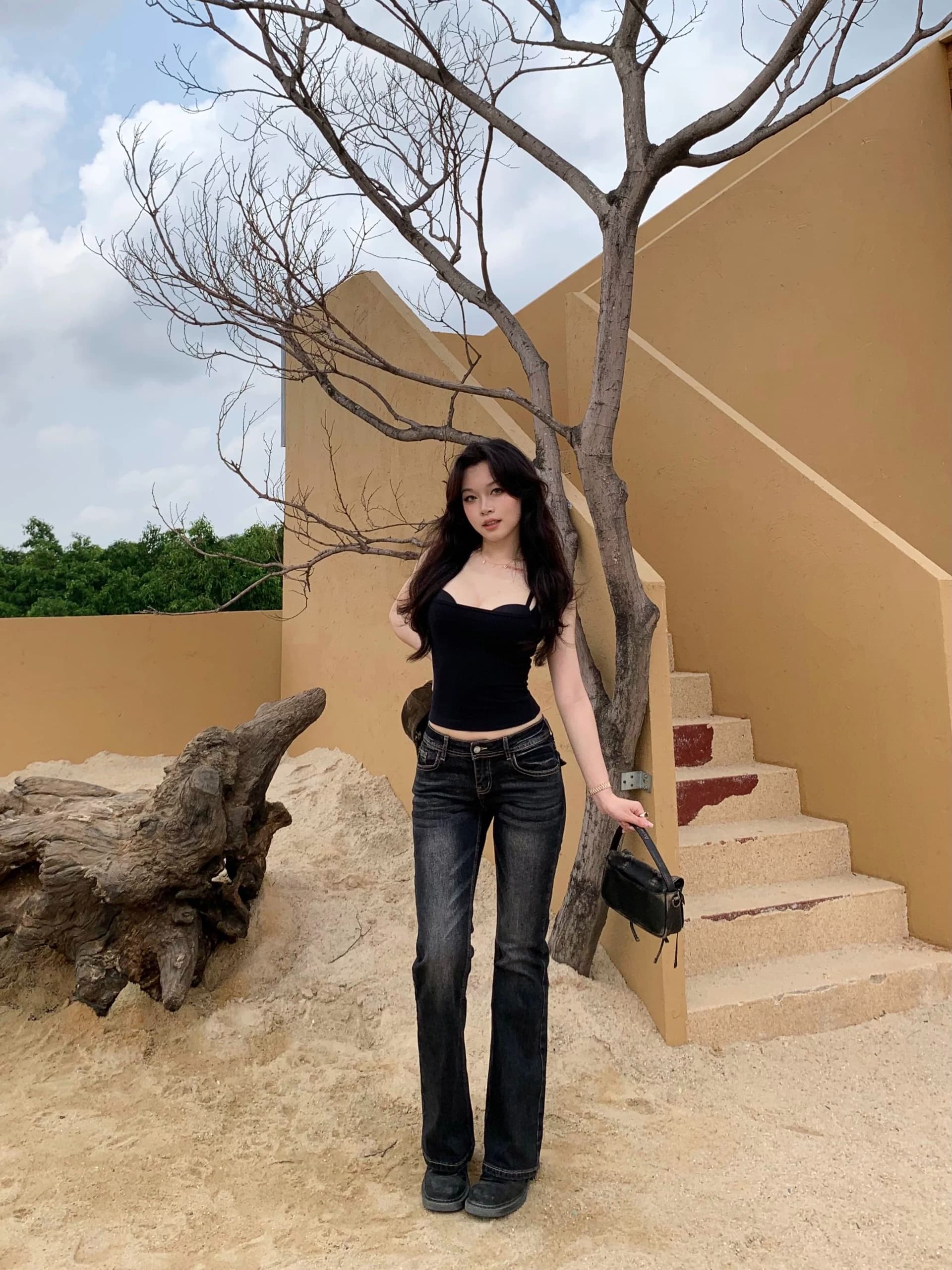 아메리칸 핫걸 로우 웨이스트 부츠컷 청바지 여성 새로운 다용도 좁은 에디션 몸매 가꾸기 슬림해 보이는 신축성 나팔 바지 상세 이미지 3