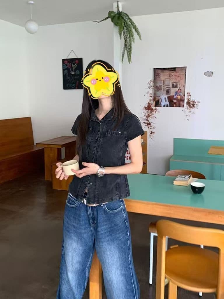 한국 스타일 출퇴근 디자인 센스 다용도 별 스트레이트 청바지 여성 봄 가을 새로운 루즈핏 바닥 청소 청바지 상세 이미지 7