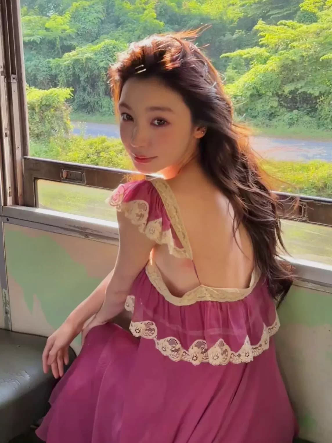 원본 쉬운 꿈 링 같은 단락 프랑스식 레이스 프릴 슬립 드레스 해변가 휴가 바람 품격 롱 스커트 이미지 4