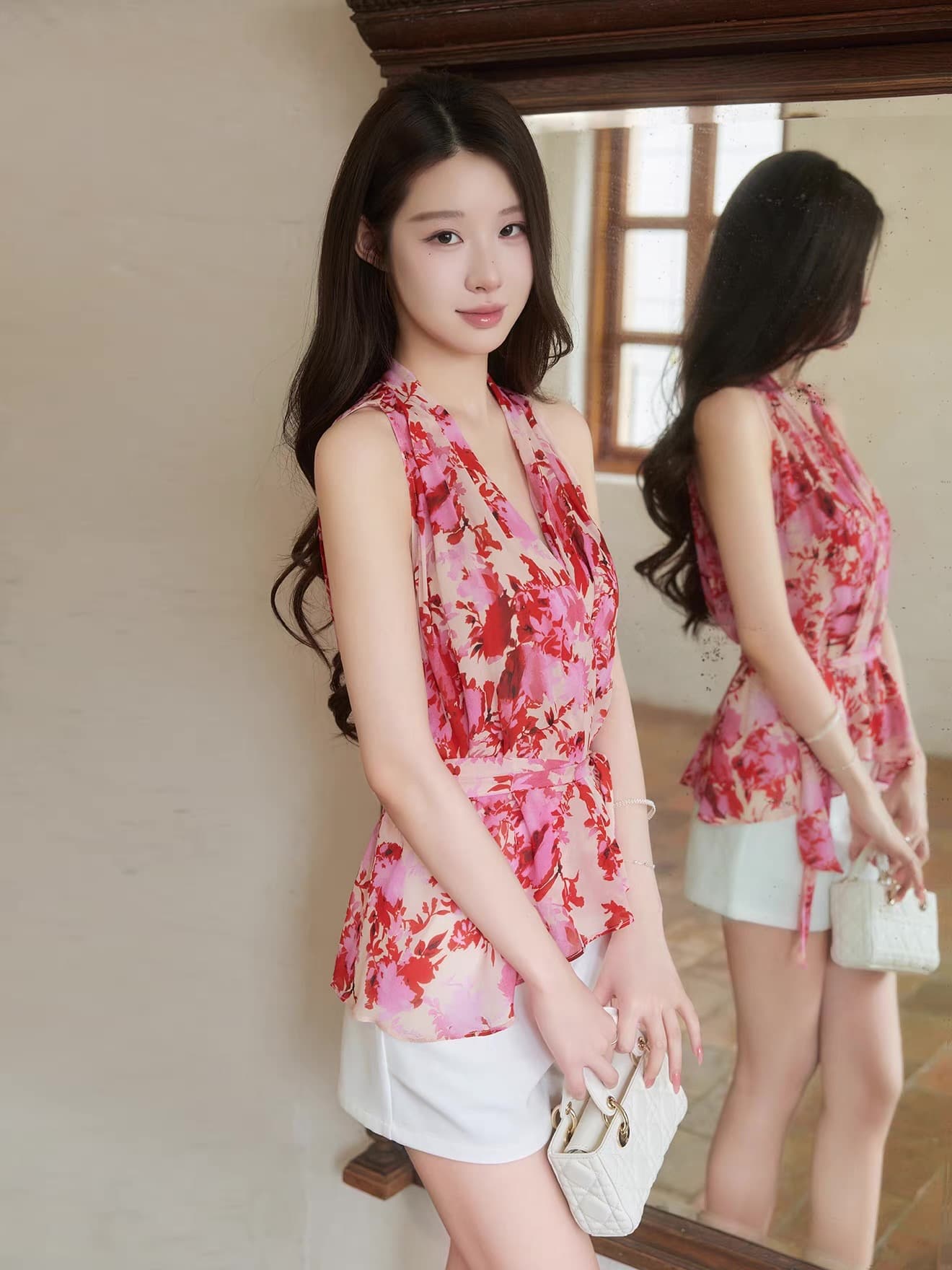 touchin haute 사랑 흐름 헤일로 염색 프린트 비틀림 허리 수축 슬림해 보이는 품격 드레스 롱 스커트 여성 상세 이미지 22