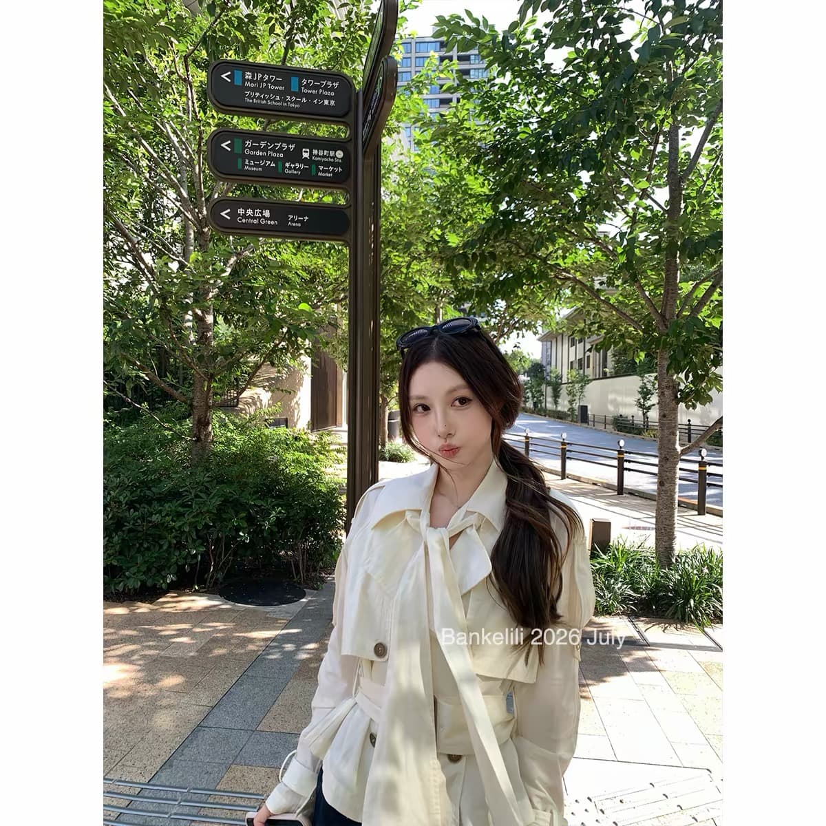 밤나무 코코아 bankelili 힘 바람막이 품격 영국식 바람 나비 매듭 리본 짧은 바람막이 여성 코트 상세 이미지 6