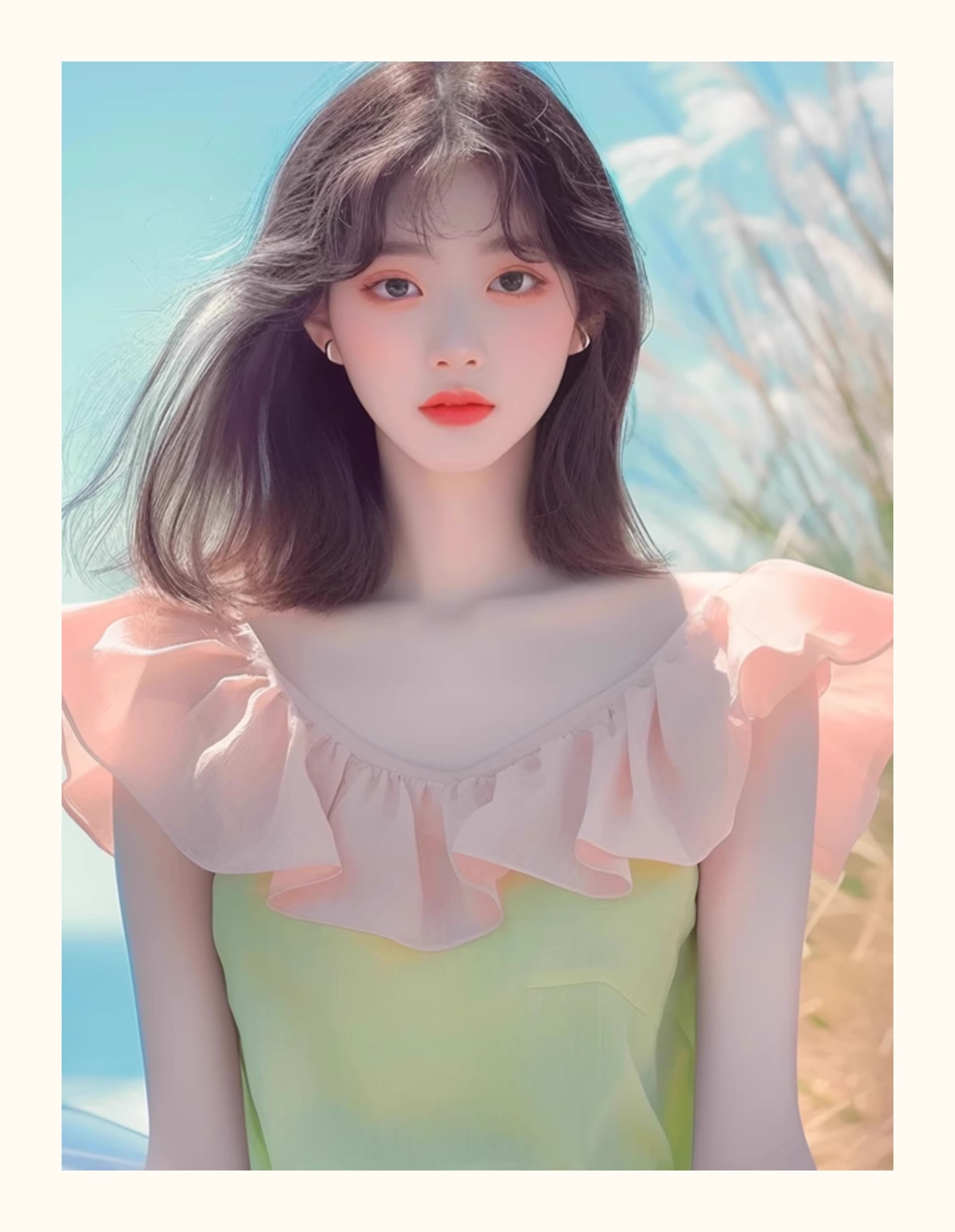 여름 인기 폭발 작은 대중 디자인 센스 맨위 연령 감소 잘 생긴 달콤함 부드러운 바람 배색 작은 날다 소매 여성 셔츠 상세 이미지 6