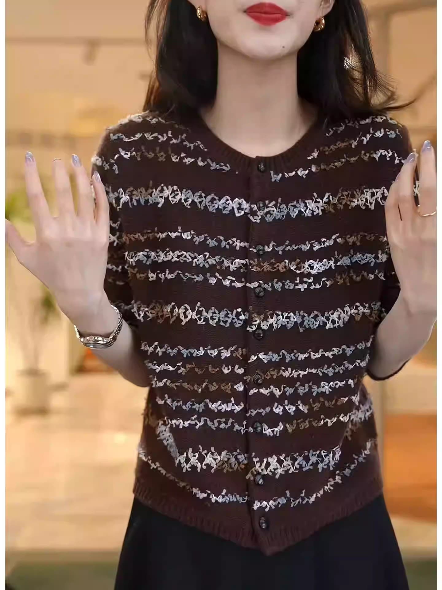 여성 스웨터 코트 가을 겨울 패션 다용도 느긋한 고급 센스 부드러운 찹쌀 연령 감소 캐주얼 슬림해 보이는 니트 오픈 가디건 이미지 2