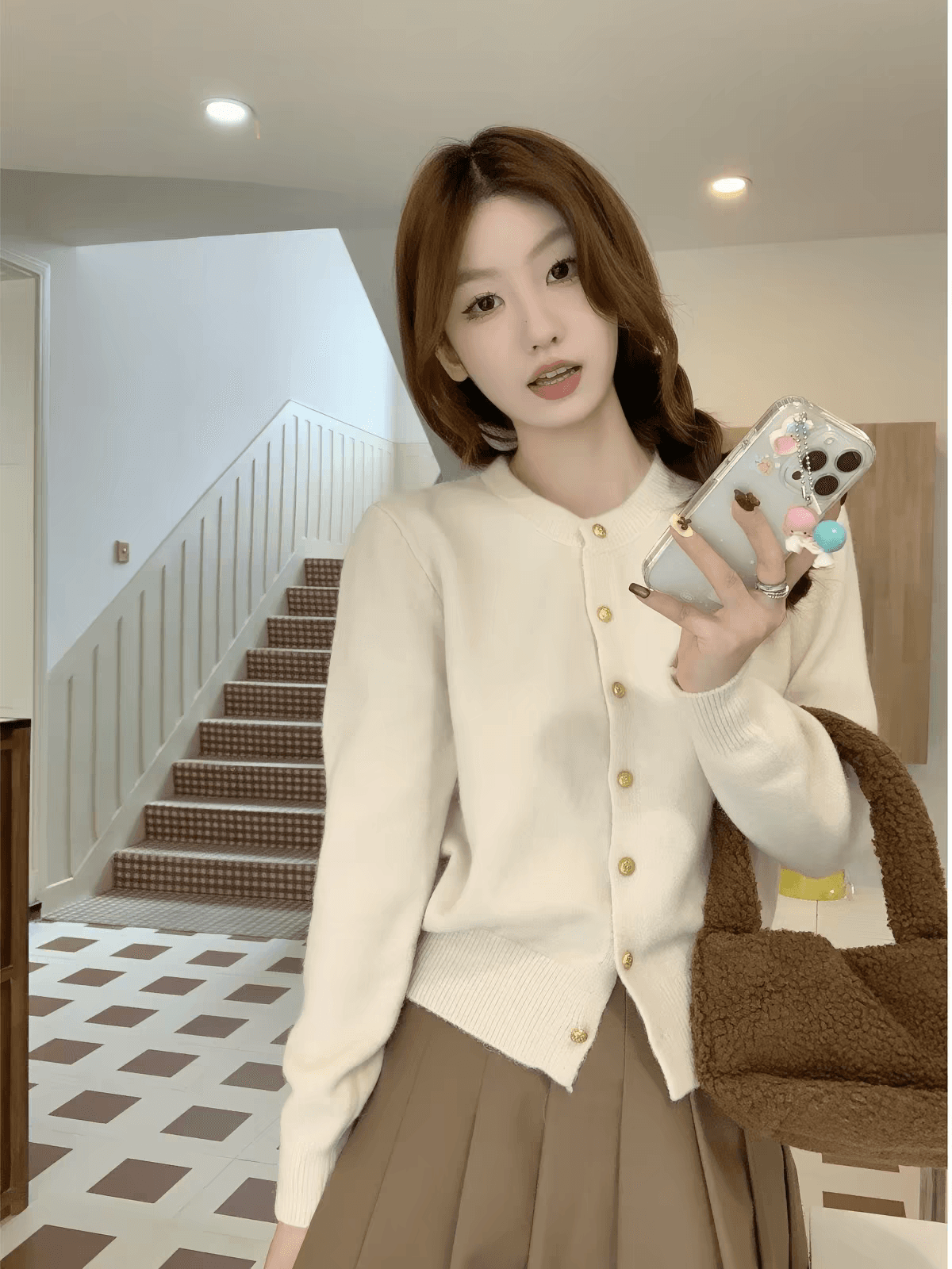 이른 가을 2026 새로운 한국 스타일 라운드 넥 달콤함 단추 카디건 코트 니트 기본 셔츠 긴팔 맨위 여성 스웨터 이미지 4