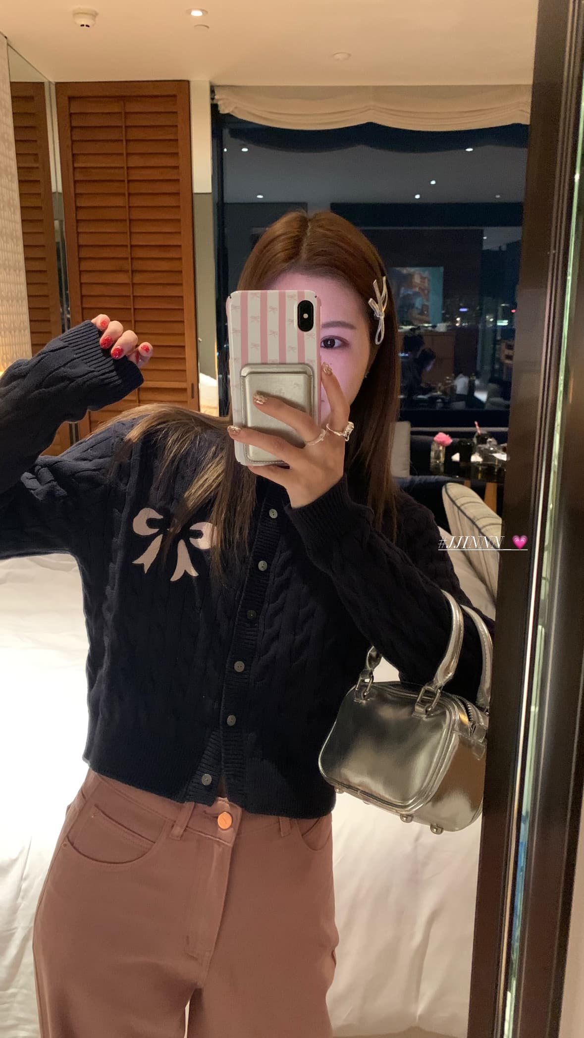 마이크로 달콤한 자매 2026 학원 스타일 라운드 넥 나비 매듭 오픈 가디건 여성 봄 긴팔 꽈배기 니트 스웨터 가을 상세 이미지 2