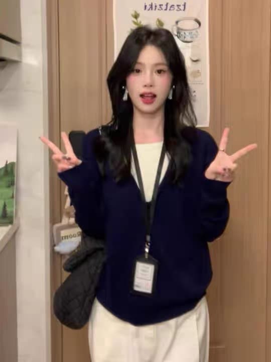 한 부서 배색 페이크 레이어드 느긋한 센스 착용 가져 가라. 스웨터 여자 가을 겨울 와이드 부드러운 찹쌀 니트 스웨터 인사이드 가져 가라. 만나는 맨위 상세 이미지 3