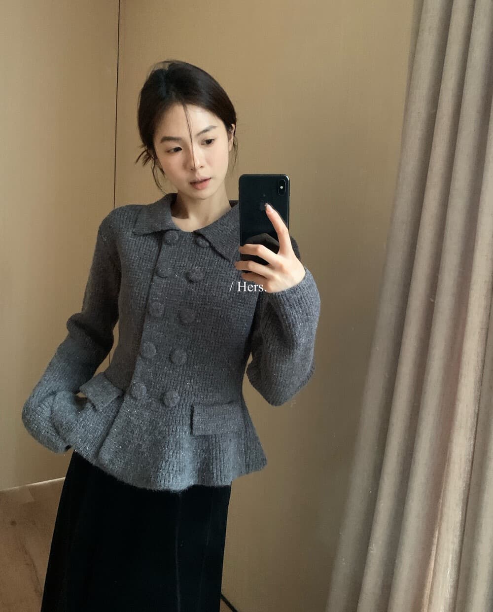 프랑스식 작은 샤넬 스타일 폴로 칼라 스웨터 오픈 가디건 여자 2026 새로운 가을 두꺼운 허리 수축 니트 재킷 맨위 상세 이미지 2