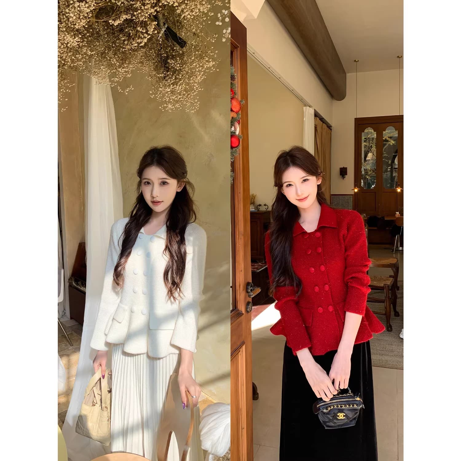 프랑스식 작은 샤넬 스타일 폴로 칼라 스웨터 오픈 가디건 여자 2026 새로운 가을 두꺼운 허리 수축 니트 재킷 맨위 상세 이미지 4