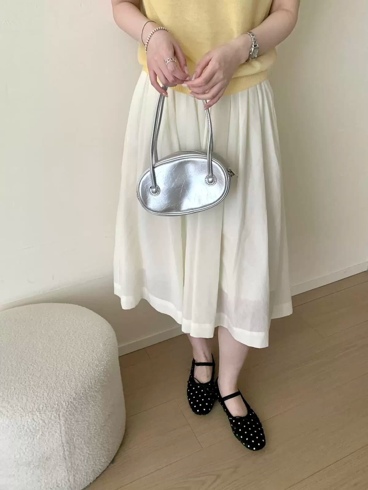 2026 여름 전체 허리밴드 레이스업 레이스 핀치 Pleat 반신 스커트 있음 안감 단색 다용도 슬림해 보이는 치마 이미지 4