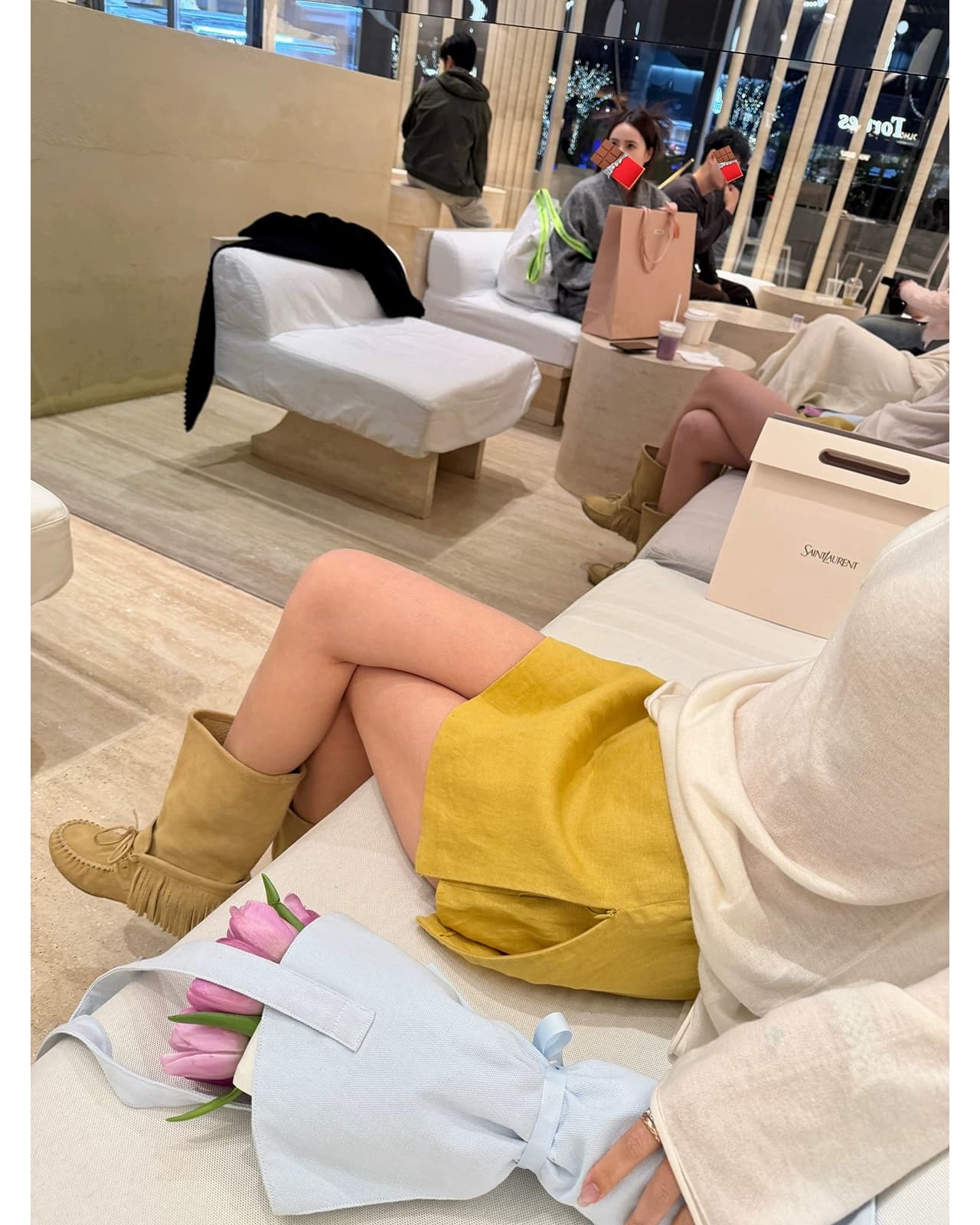 eewen la mode 토마토 스크램블 드 에그 둘 색상 면 린넨 바지 측면 수 있습니다. 열기 결합 된 이미지 4