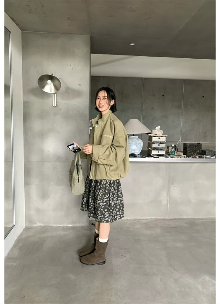 etera 레트로 꽃무늬 반신 스커트 여성 조기 가을 새로운 하이웨이스트 슬림해 보이는 한 마디 중간 길이 스커트 다용도 도루 센스 치마 상세 이미지 11