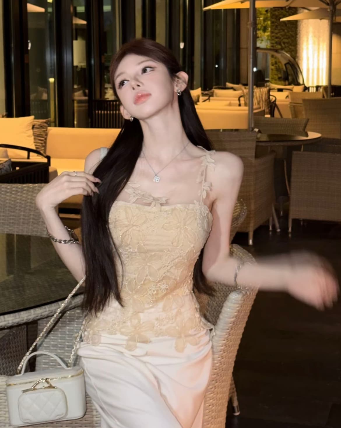 핑크색 丨 여름 c 조금 디자인 센스 홀로우 아웃 꽃 망사 패치워크 슬립 맨위