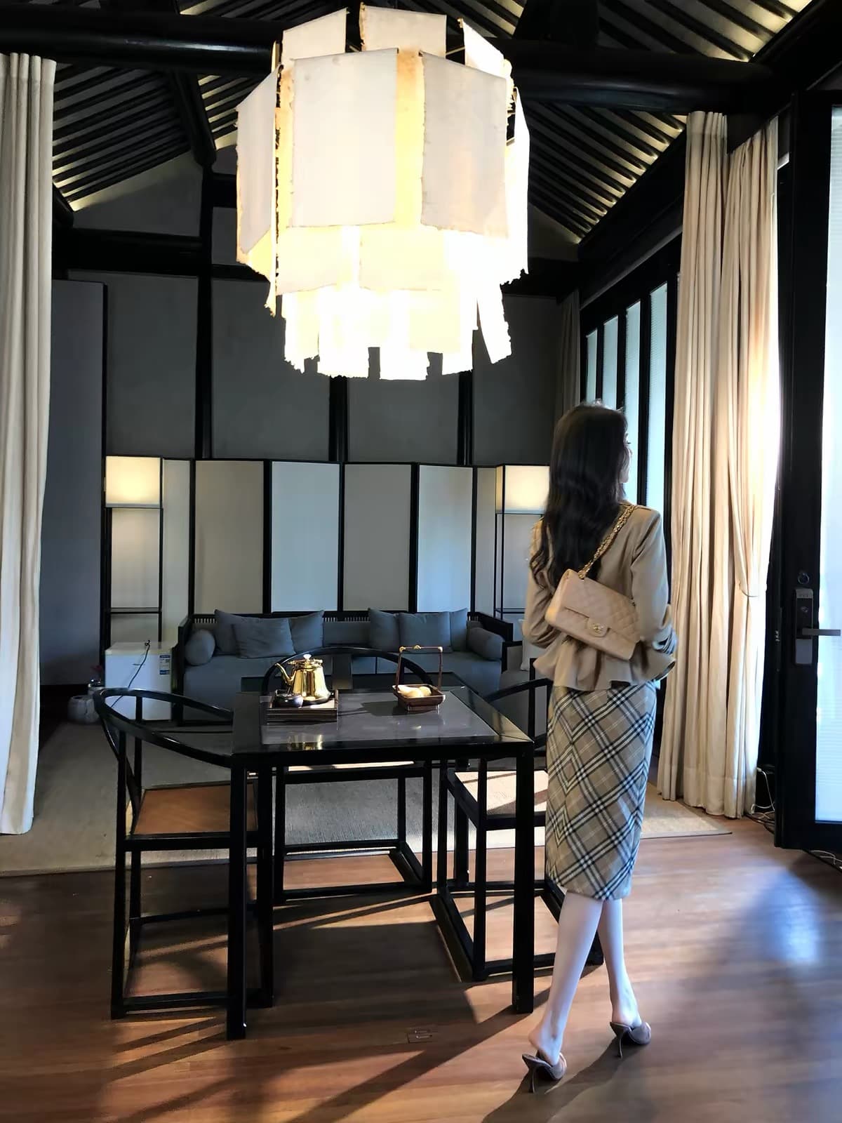 하나부터 순간 반도 라이 경기 서울 면 쇼트 스타일 재킷 재킷 레트로 체크무늬 타이트 스커트 반 스커트 출퇴근 착용 가져 가라. 상세 이미지 5