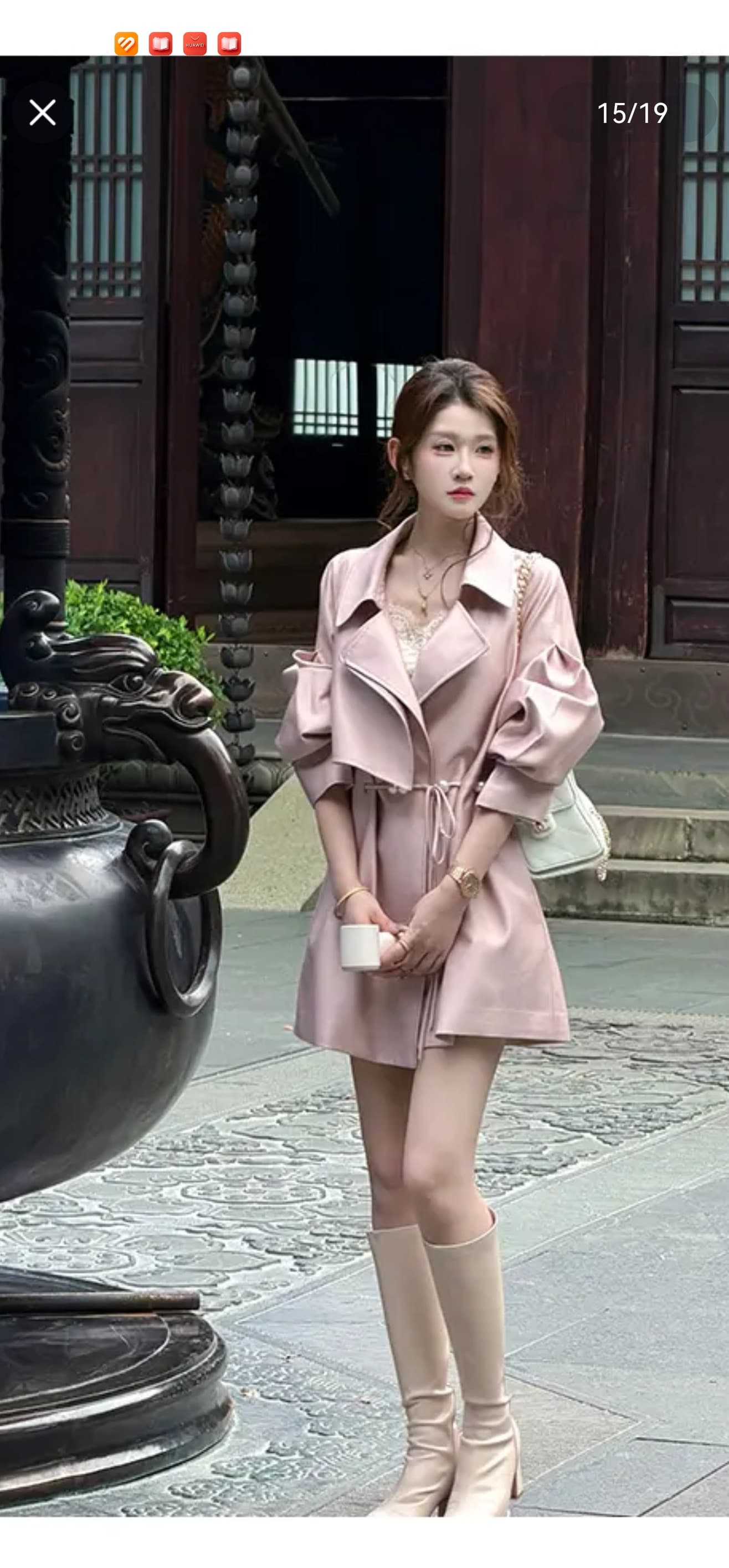 조기 찾는 중 찌르기 주인공 구슬 분말 얀 란 새로운 중식 진주 레이스업 바람막이 이른 가을 상세 이미지 1