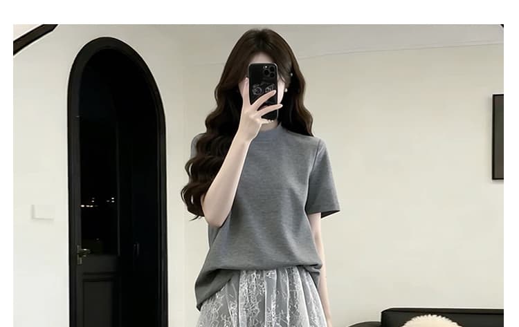지금 지금 여름 새로운 느긋한 바람 품격 긍정적 인 어깨 반팔 패치워크 레이스 랩스커트팬츠 와이드 레그 팬츠 투피스 세트 상세 이미지 2