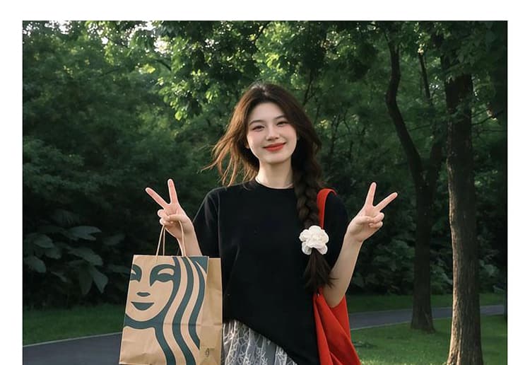 지금 지금 여름 새로운 느긋한 바람 품격 긍정적 인 어깨 반팔 패치워크 레이스 랩스커트팬츠 와이드 레그 팬츠 투피스 세트 상세 이미지 40