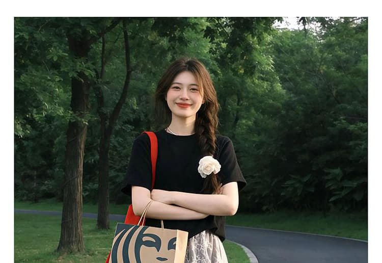 지금 지금 여름 새로운 느긋한 바람 품격 긍정적 인 어깨 반팔 패치워크 레이스 랩스커트팬츠 와이드 레그 팬츠 투피스 세트 상세 이미지 42