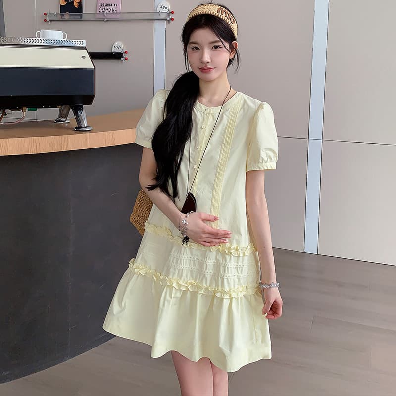 실사 선물 물품 2026 여름 새로운 품격 고급 센스 높은 품질 프릴 패치워크 플리츠 셔츠 드레스 이미지 5