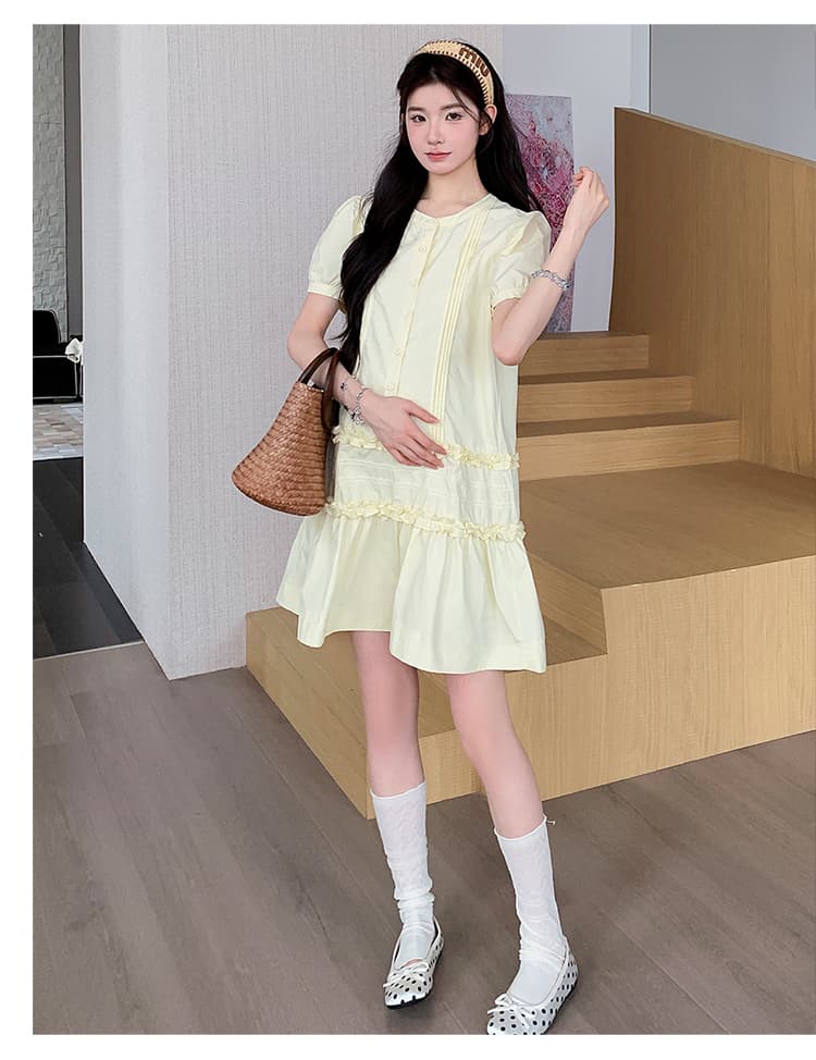 실사 선물 물품 2026 여름 새로운 품격 고급 센스 높은 품질 프릴 패치워크 플리츠 셔츠 드레스 상세 이미지 21