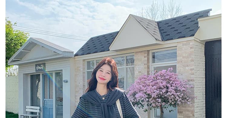 지금 지금 2026 여름 새로운 한 부서 느긋한 바람 스트라이프 티셔츠 숄 반신 스커트 슬림해 보이는 3종 세트 상세 이미지 57