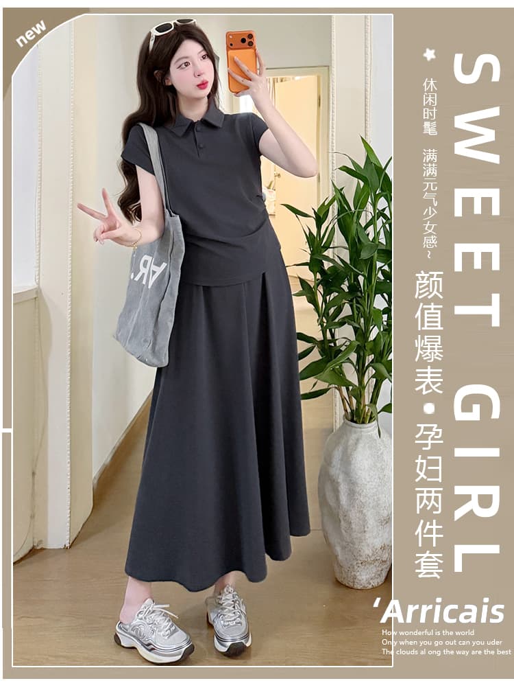 실사 선물 물품 여름 새로운 한 부서 품격 POLO 칼라 Feifei 소매 주름 슬림해 보이는 고급 센스 세트 상세 이미지 1