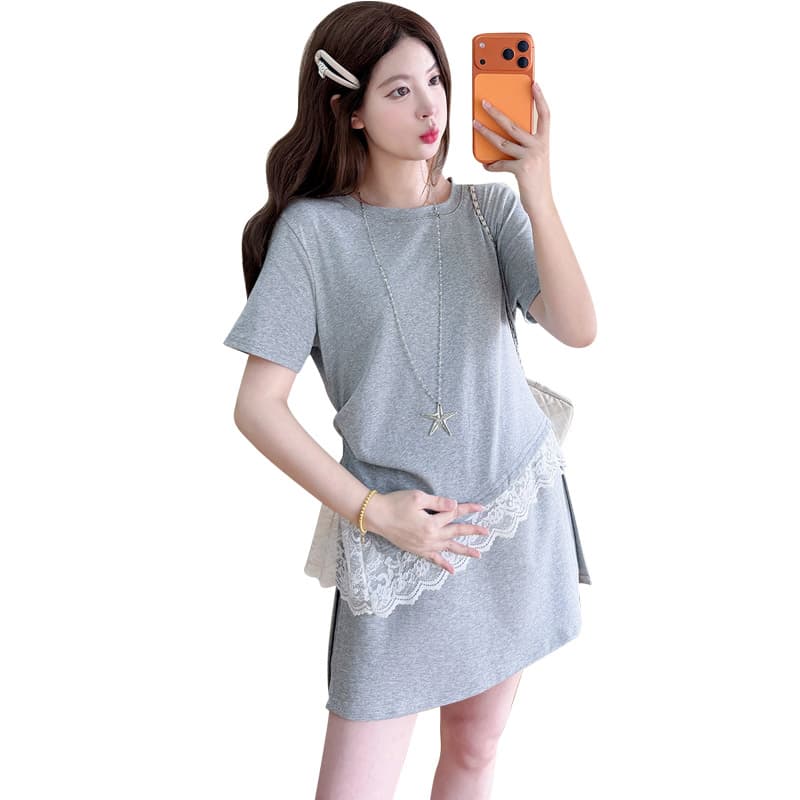 실사 선물 물품 여름 새로운 한 부서 패션 레이스 조각 몸매 가꾸기 맨위 반신 스커트 투피스 세트 이미지 6