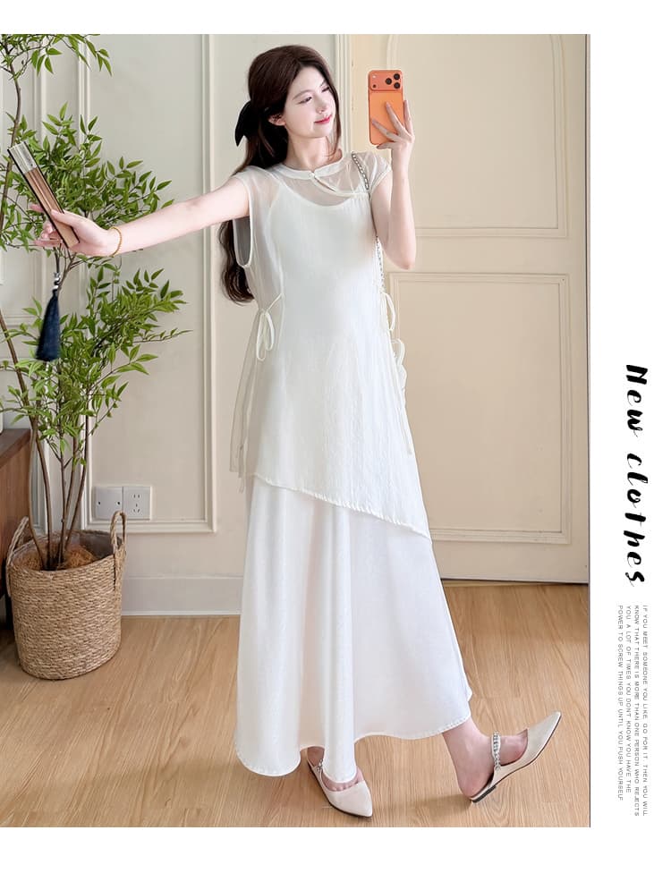 실사 선물 물품 2026 여름 신제품 새로운 중식 국풍 맨위 슬립 점프 슈트 치마 세트 상세 이미지 15