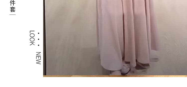 실사 선물 물품 2026 가을 새로운 프랑스식 흔들다 칼라 불규칙 꼬집기 허리 슬림해 보이는 맨위 반신 스커트 투피스 세트 상세 이미지 3