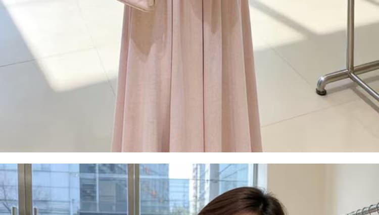 실사 선물 물품 2026 가을 새로운 프랑스식 흔들다 칼라 불규칙 꼬집기 허리 슬림해 보이는 맨위 반신 스커트 투피스 세트 상세 이미지 32
